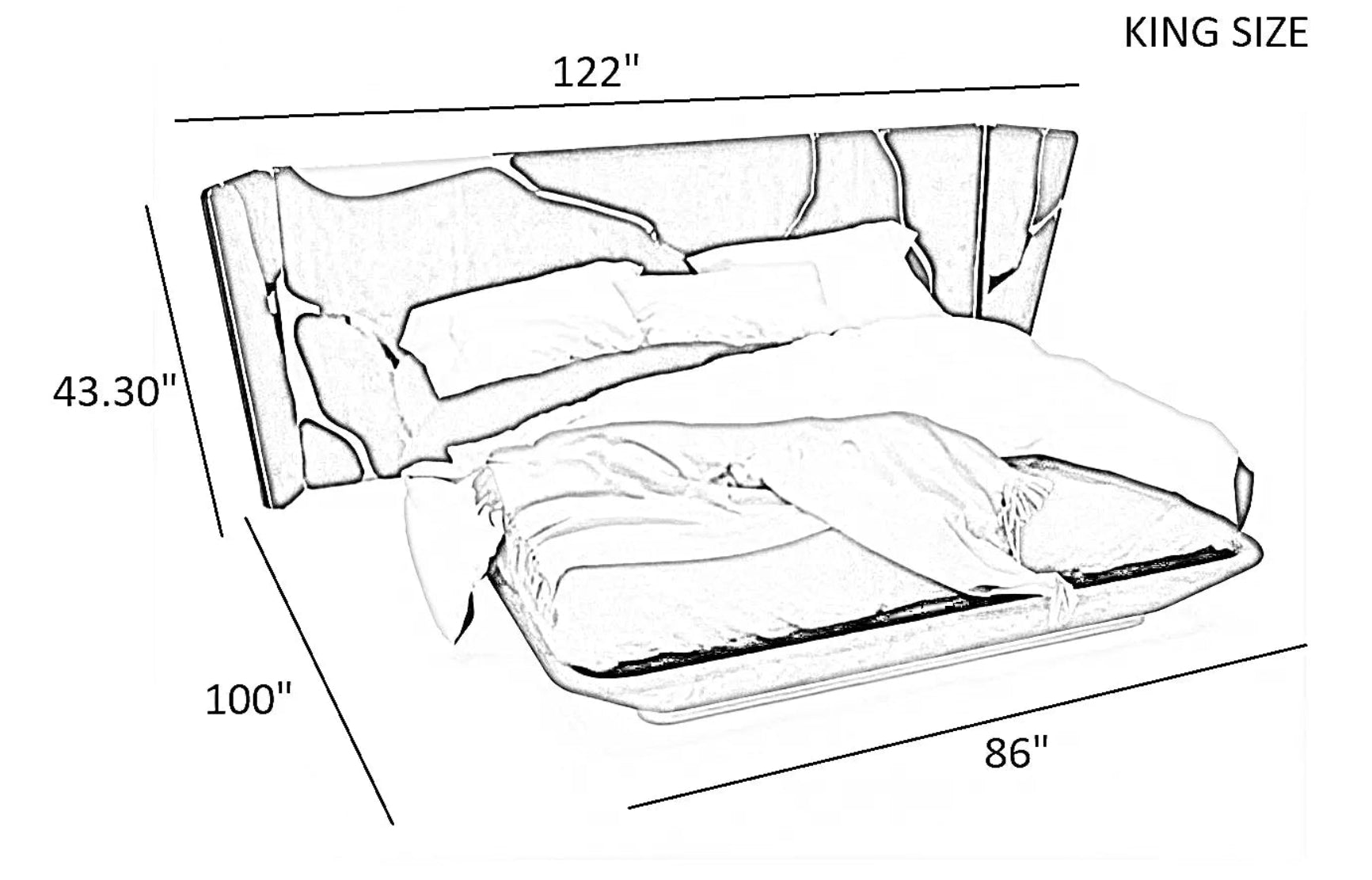 Golden Metallic Veins Design Velvet Bed