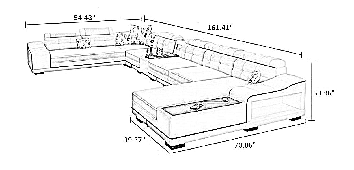 U-Shaped Sectional Sofa Set