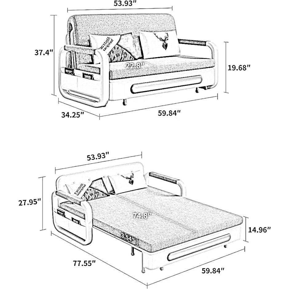 Modern Linen Cotton Sofa Bed With Storage