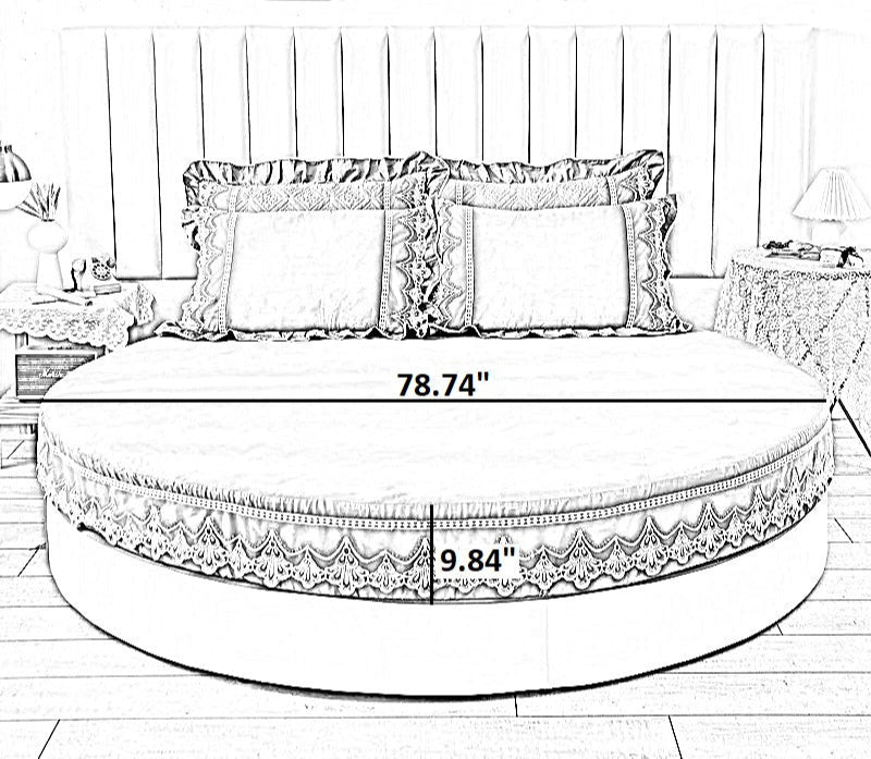 Plain Round Cotton Fitted Sheet With Pillowcases