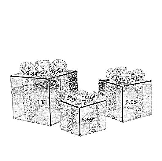3 Metallic LED Christmas Gift Boxes