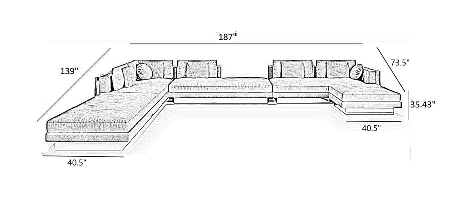 Fabric Upholstered Sectional Sofa