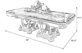 90-Inch European Wooden Dining Set For 8