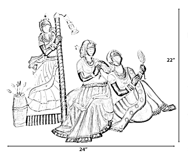 Metal Wall Decor Of Krishna And Radha / Ruchi