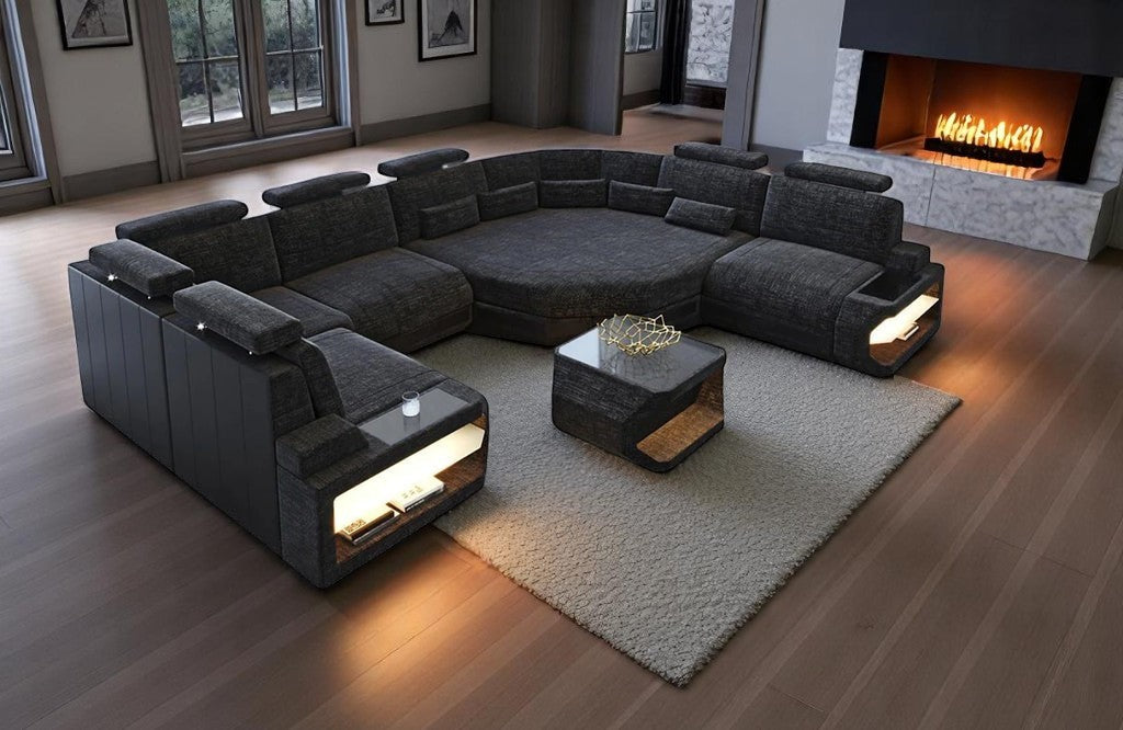 U-shaped LED Fabric Sectional Sofa / Ruchi