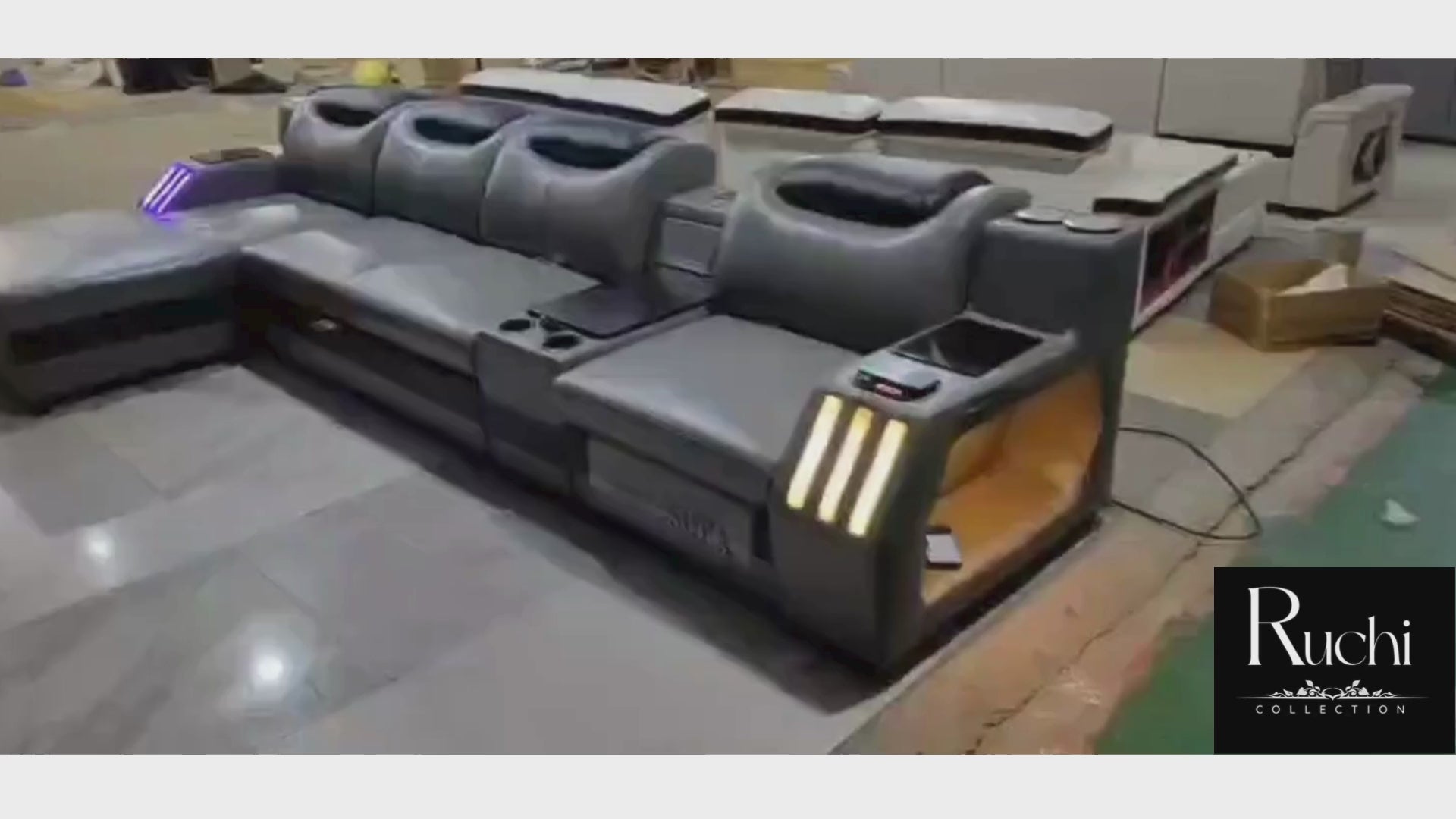 Multifunctional LED Leather Recliner Sofa Bed / Ruchi