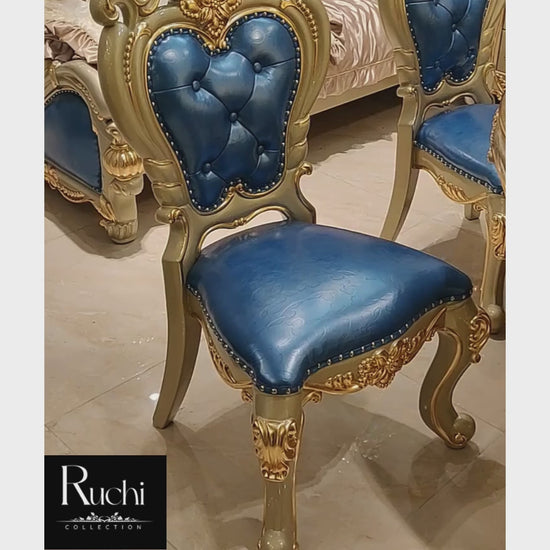 European Round Wooden Dining Table Set For 6 / Ruchi