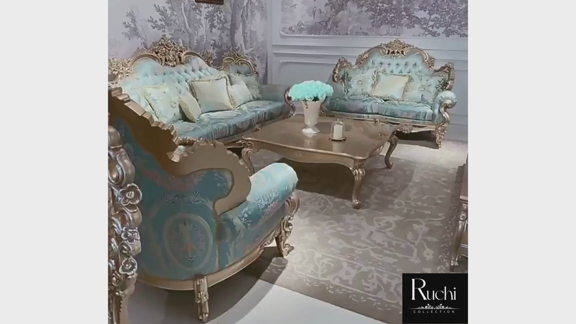 Liville Floral Fabric European Sofa Set / Ruchi