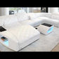 Diamond Design LED Embedded Leather Sectional-Sofa