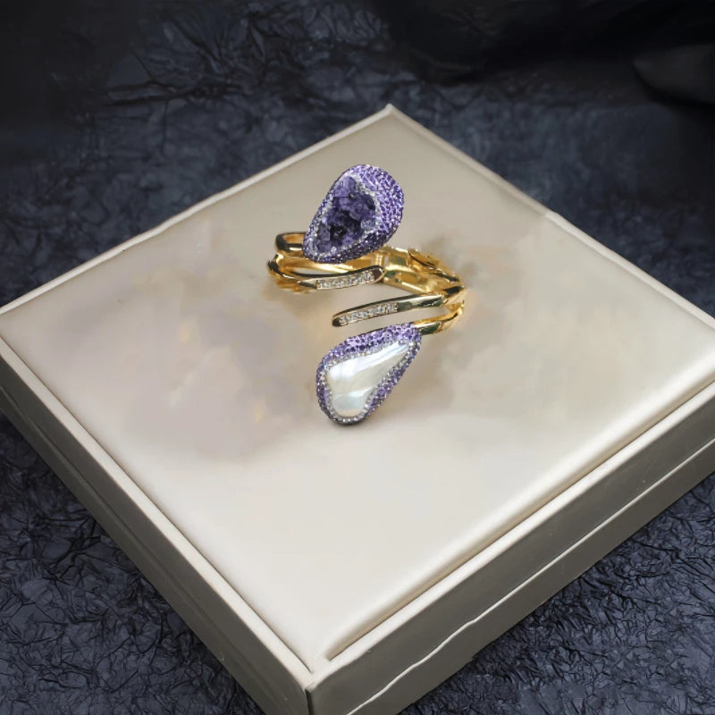 Spiral Pearl Cuff Bracelet For Women / Ruchi