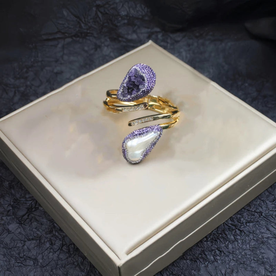 Spiral Pearl Cuff Bracelet For Women / Ruchi