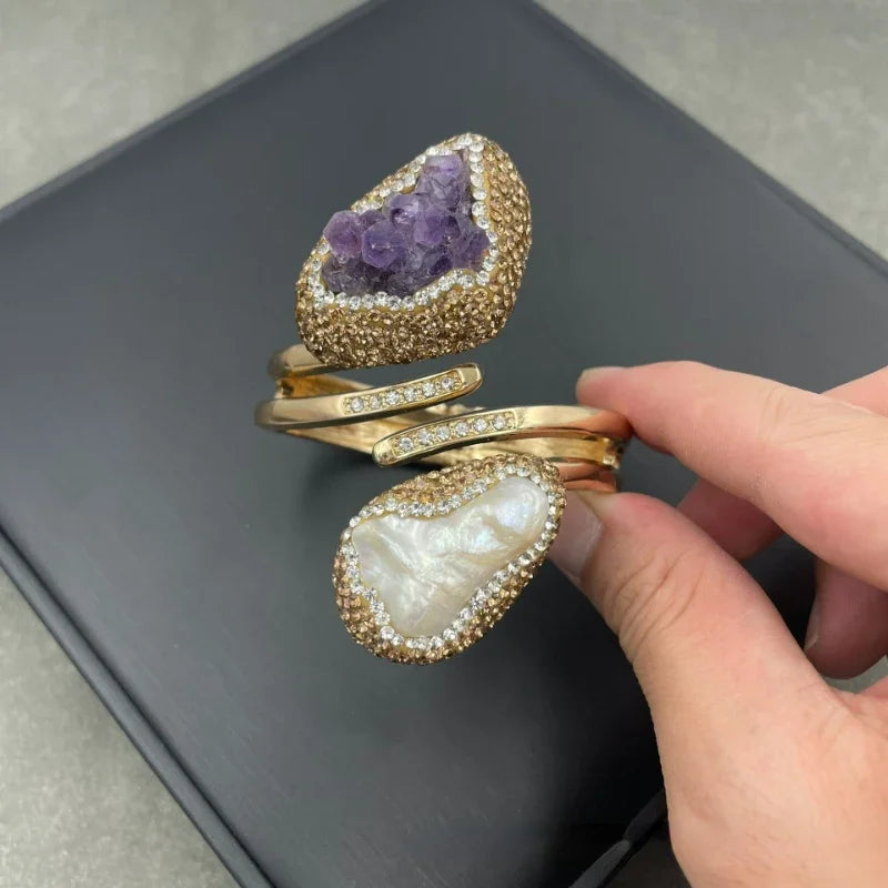 Spiral Pearl Cuff Bracelet For Women / Ruchi