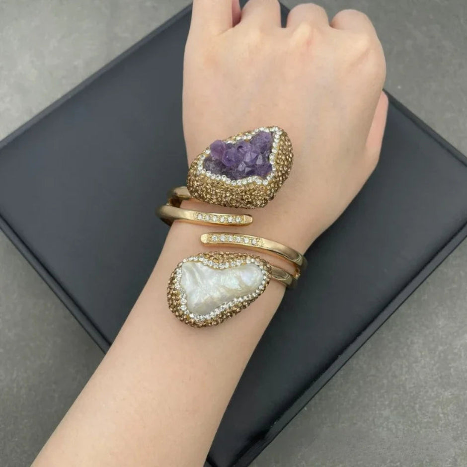 Spiral Pearl Cuff Bracelet For Women / Ruchi