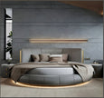 Modern Leather Round Bed With LED Lights / Ruchi