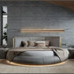 Modern Leather Upholstered LED Strip Wooden Round Bed / Ruchi