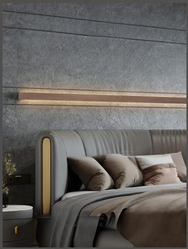 Modern Leather Upholstered LED Strip Wooden Round Bed / Ruchi