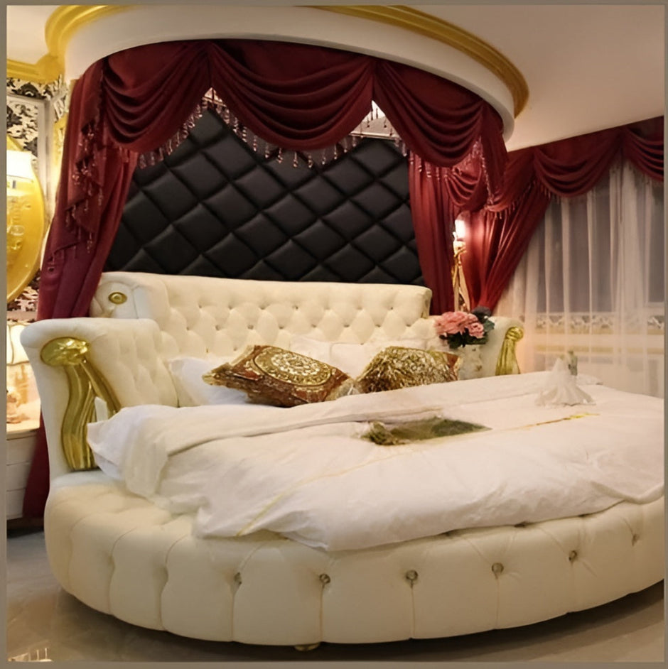 European Style Leather Round Bed / Ruchi