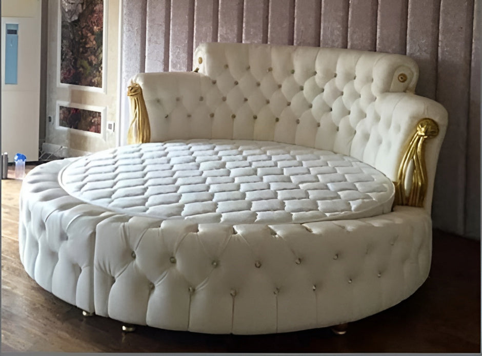 European Style Leather Round Bed / Ruchi