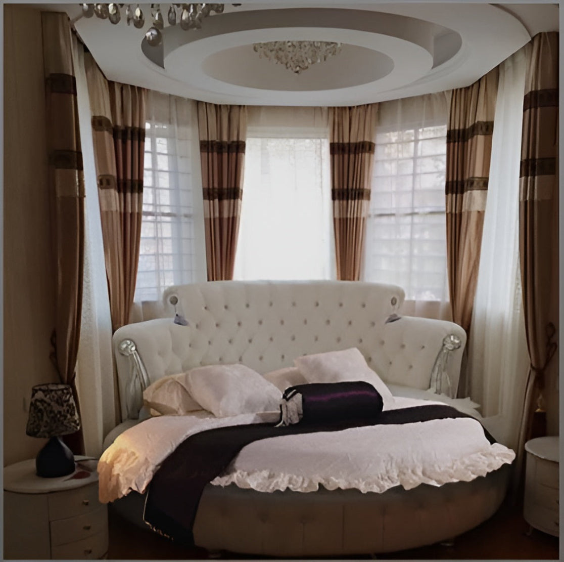 European Style Leather Round Bed / Ruchi
