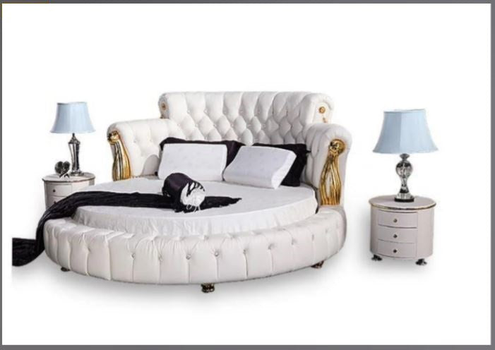 Leather Upholstery Modern Luxurious Round Bed / Ruchi