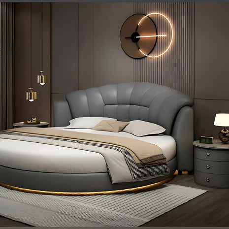 LED Leather Round Bed / Ruchi 