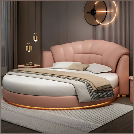LED Leather Round Bed / Ruchi 