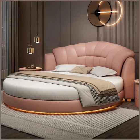 LED Leather Round Bed / Ruchi