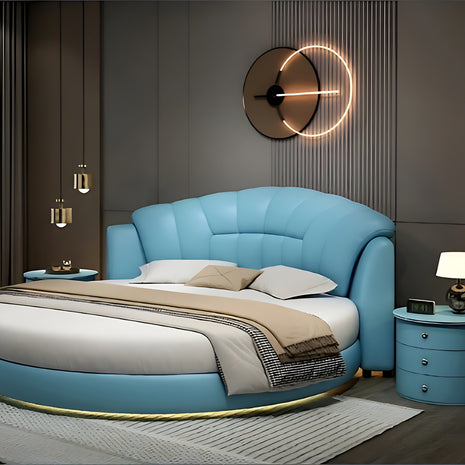 LED Leather Round Bed / Ruchi 