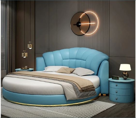 LED Leather Round Bed / Ruchi