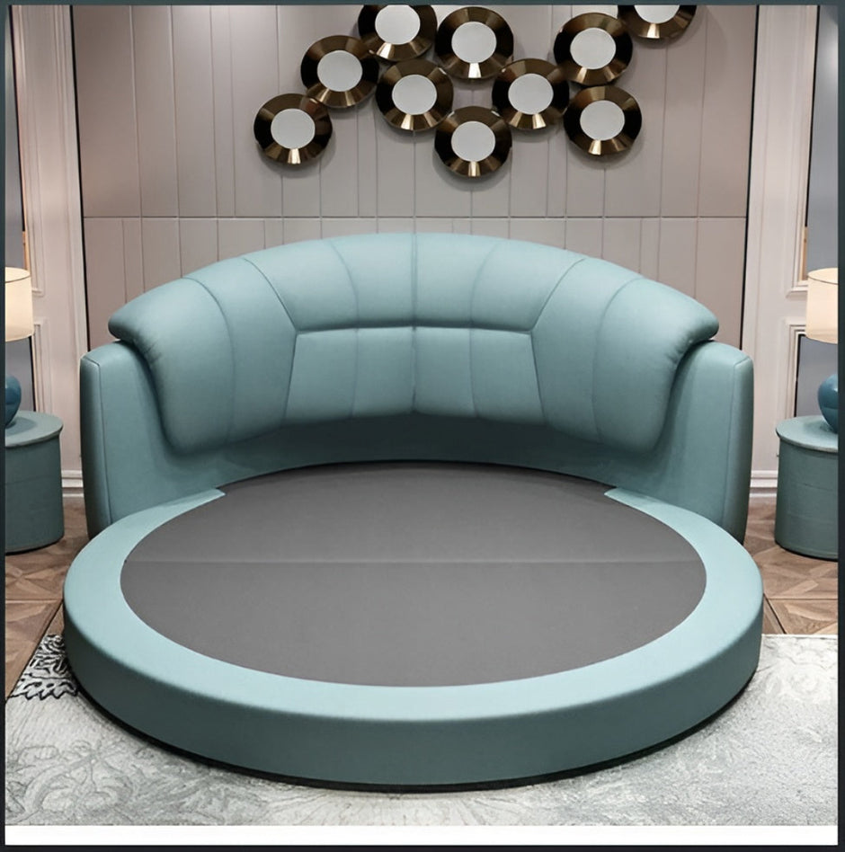 LED Leather Round Bed / Ruchi 