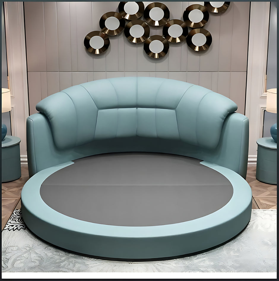 LED Leather Round Bed / Ruchi 