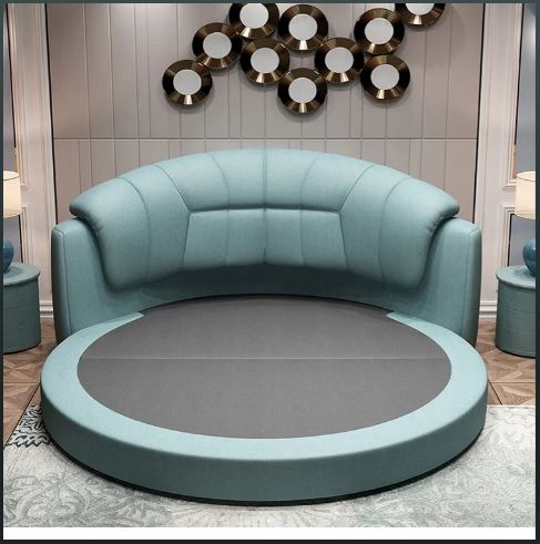 LED Leather Round Bed
