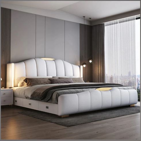 Leather Upholstered LED Bed / Ruchi