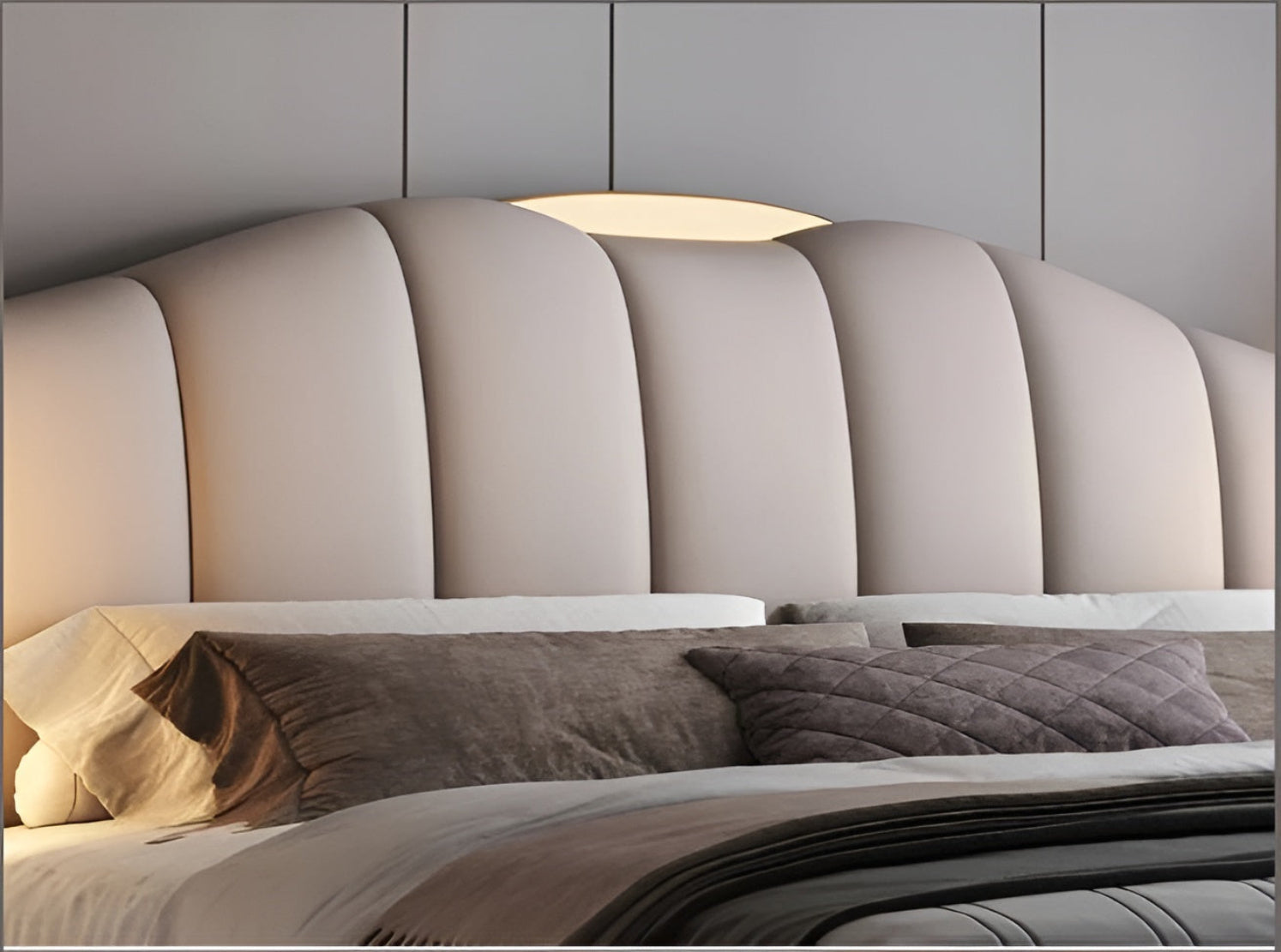 Modern LED Leather Bed With Storage / Ruchi