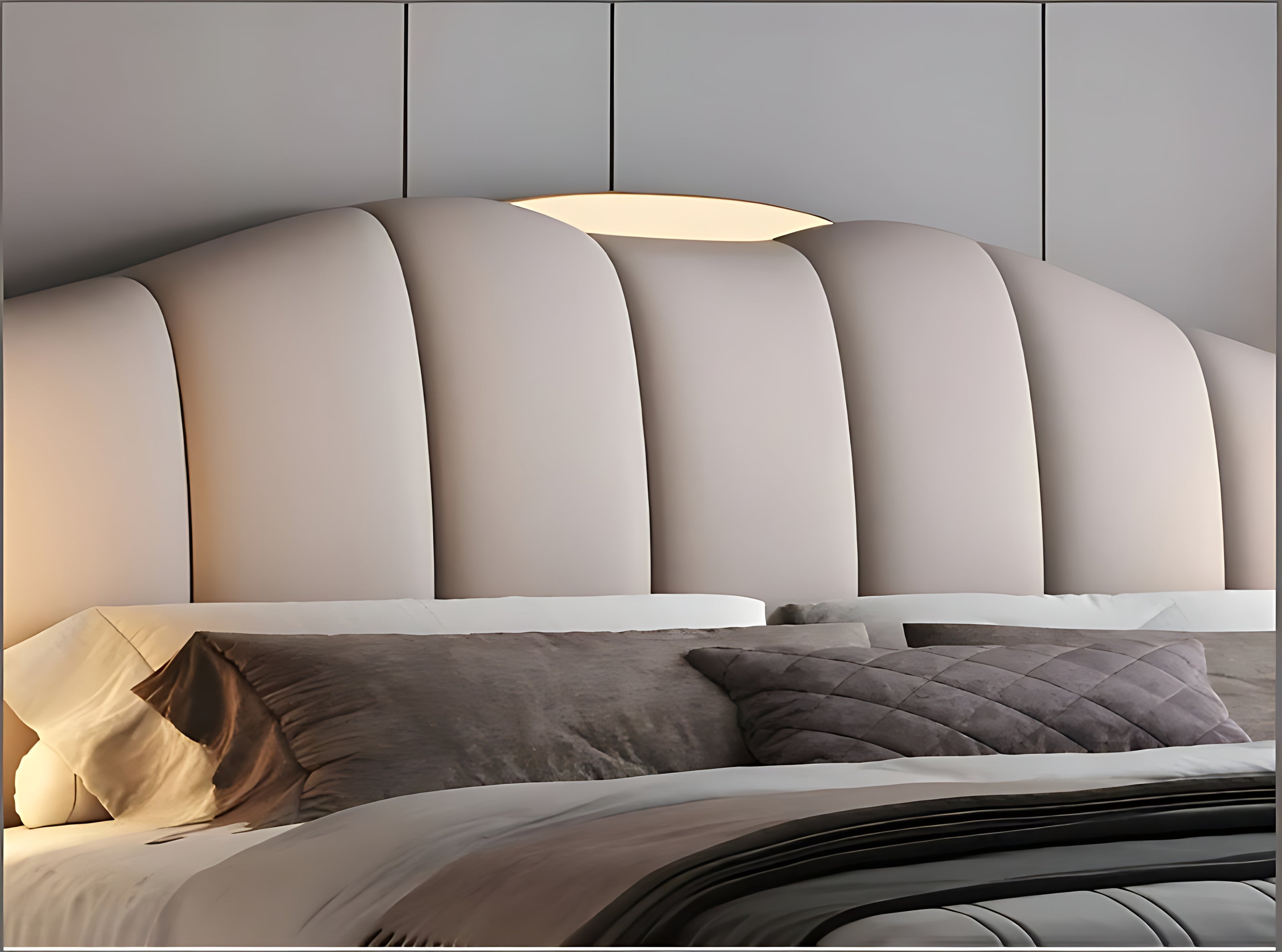 Modern LED Leather Bed With Storage / Ruchi