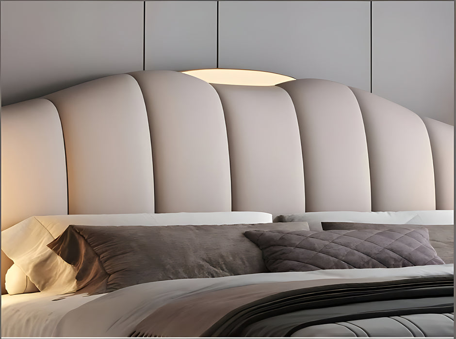 Modern LED Leather Bed With Storage / Ruchi