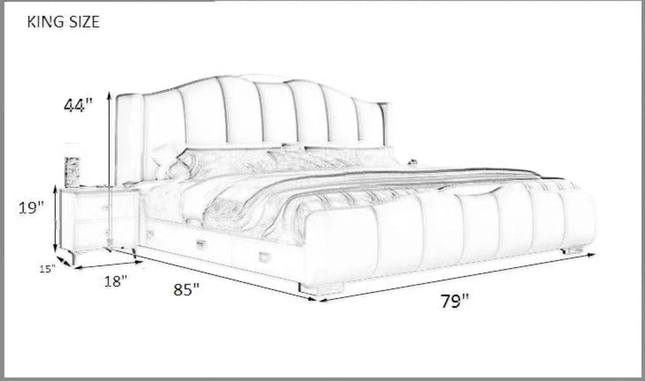 Modern LED Leather Bed With Storage