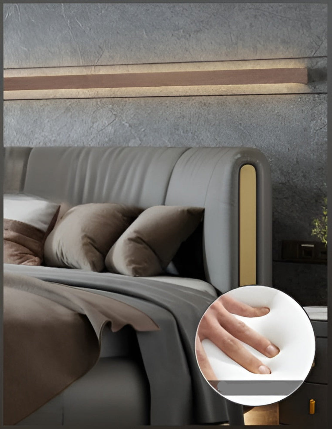 Modern Leather Round Bed With LED Lights / Ruchi