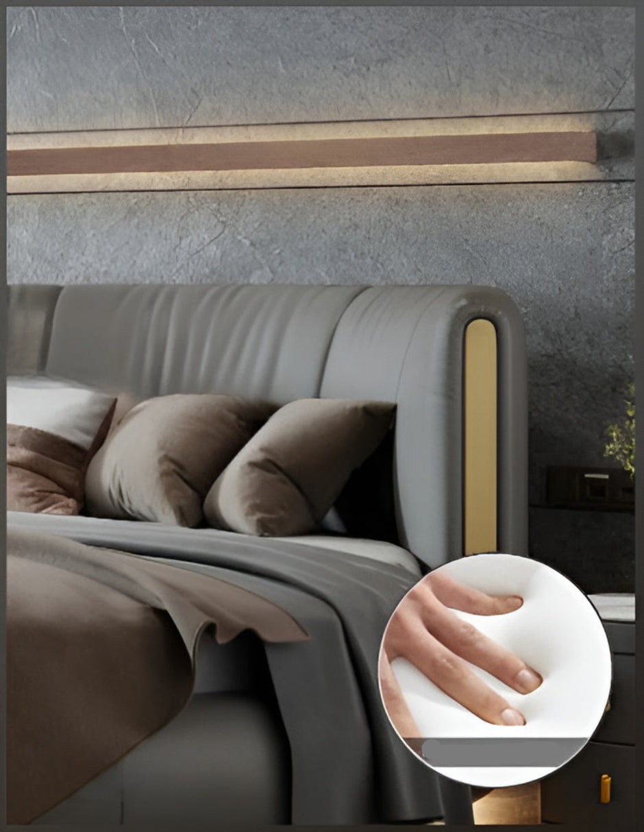 Modern Leather Round Bed With LED Lights / Ruchi