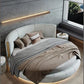 Modern Leather Upholstered LED Strip Wooden Round Bed / Ruchi
