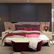 Golden Metallic Veins Design Velvet Bed
