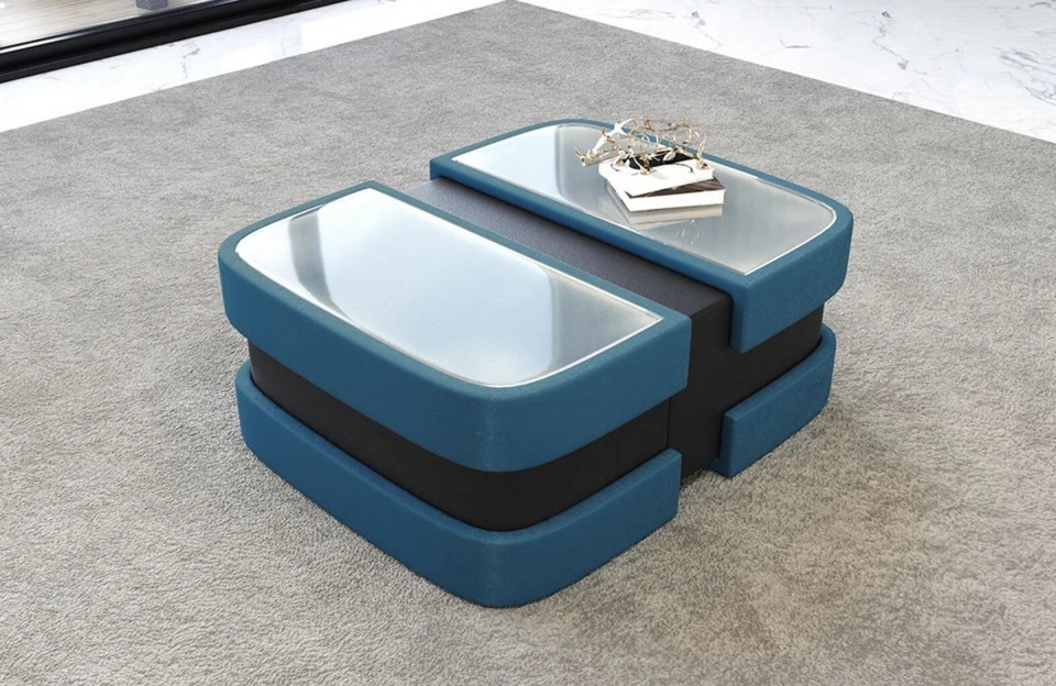 Extendable Glass Top Leather Coffee Table