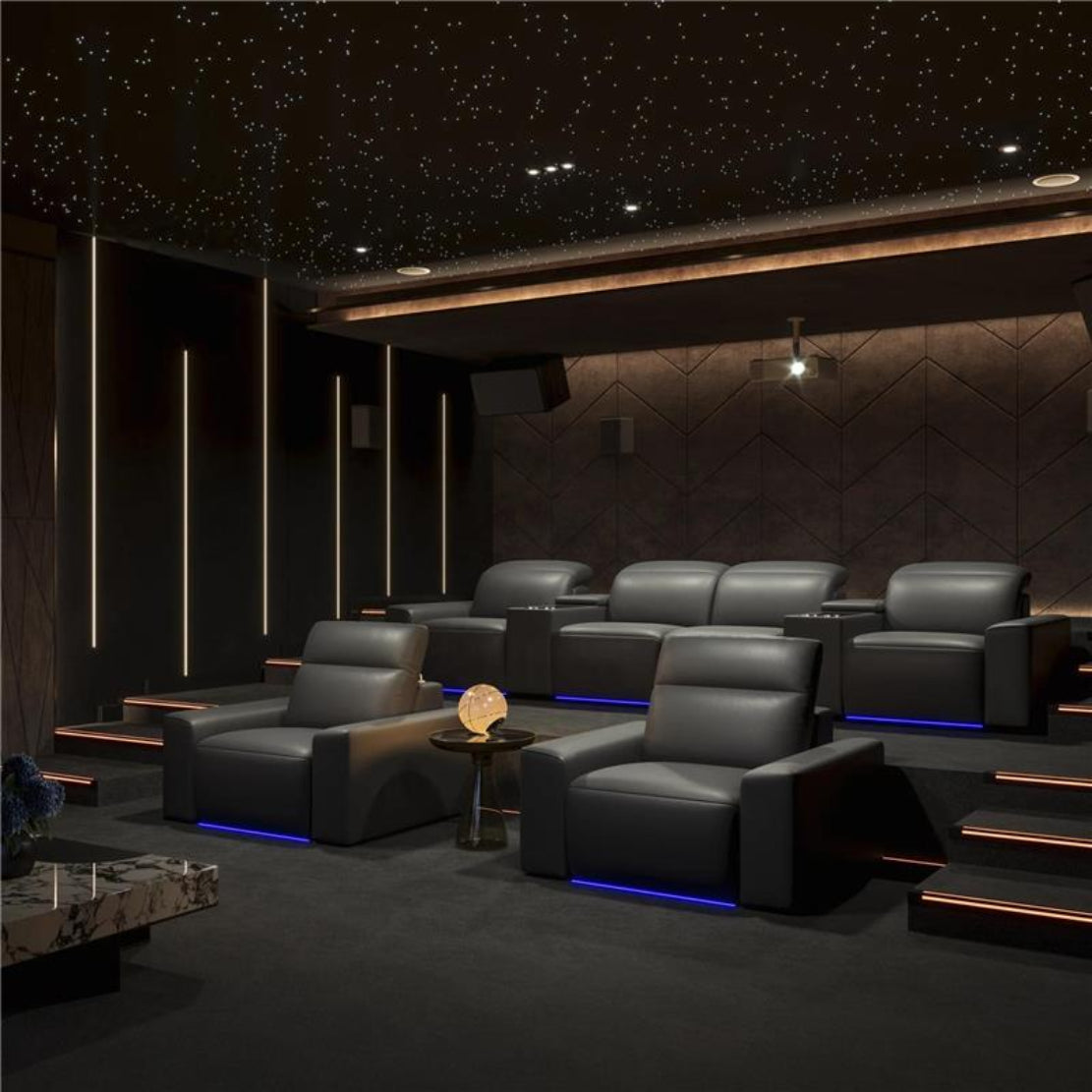 Power Recliner LED Leather Sofa For Theater / Ruchi