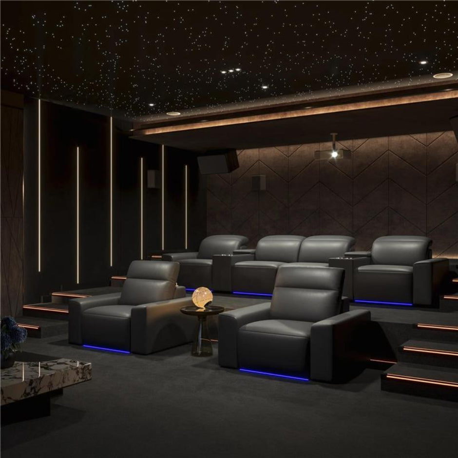 Power Recliner LED Leather Sofa For Theater / Ruchi