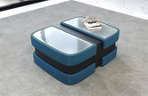 Extendable Glass Top Leather Coffee Table