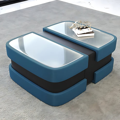 Extendable Glass Top Leather Coffee Table