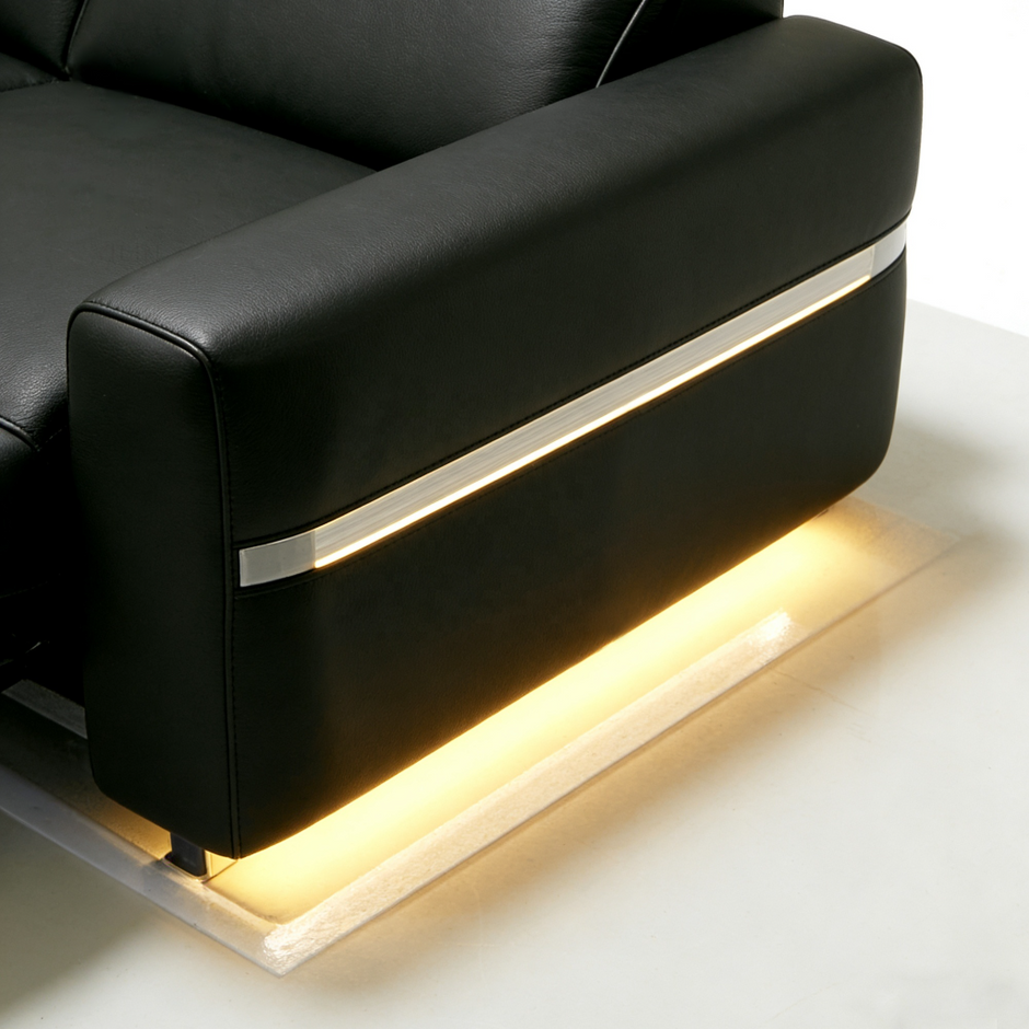 Power Reclining Leather Sectional Sofa With LED / Ruchi