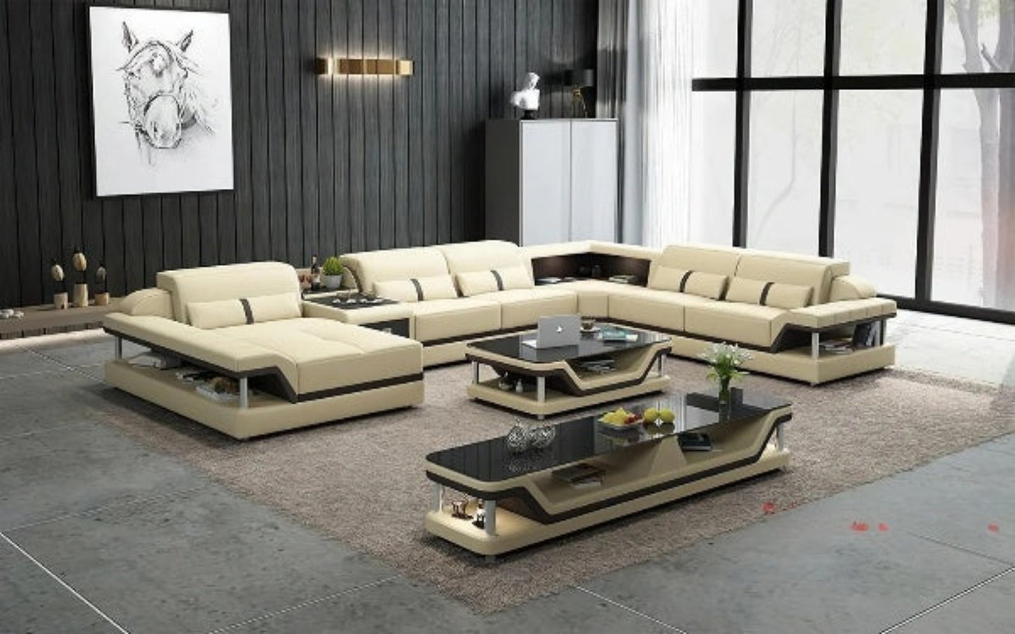 Glamorous LED Sectional Leather Sofa / Ruchi