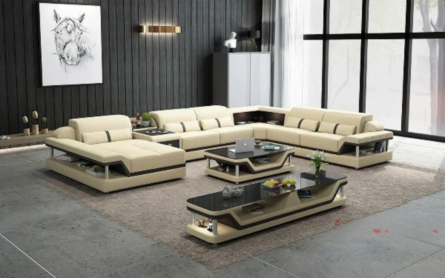 Glamorous LED Sectional Leather Sofa / Ruchi