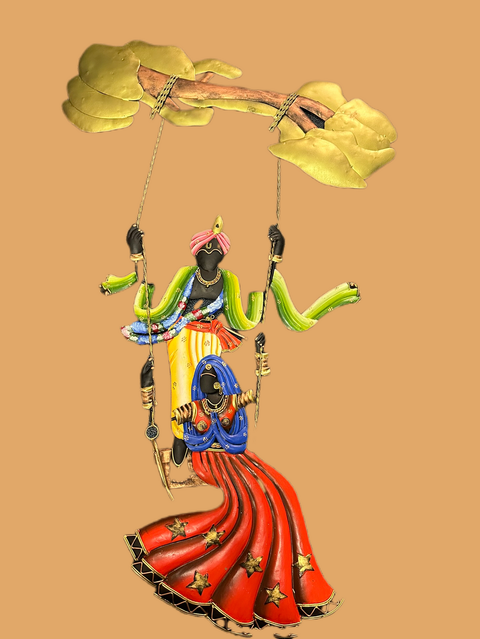 Radha Krishna Metal Wall Hanging Decor / Ruchi